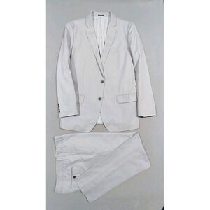 Bonobos Jetsetter Suit Cotton Linen Blend Gray 2 Piece 42L Pants 34x33